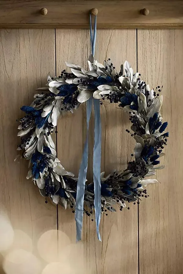 Blue + Silver Dried Wreath