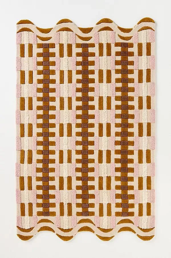 Hand Tufted 100% Wool Geometric Scalloped Rug