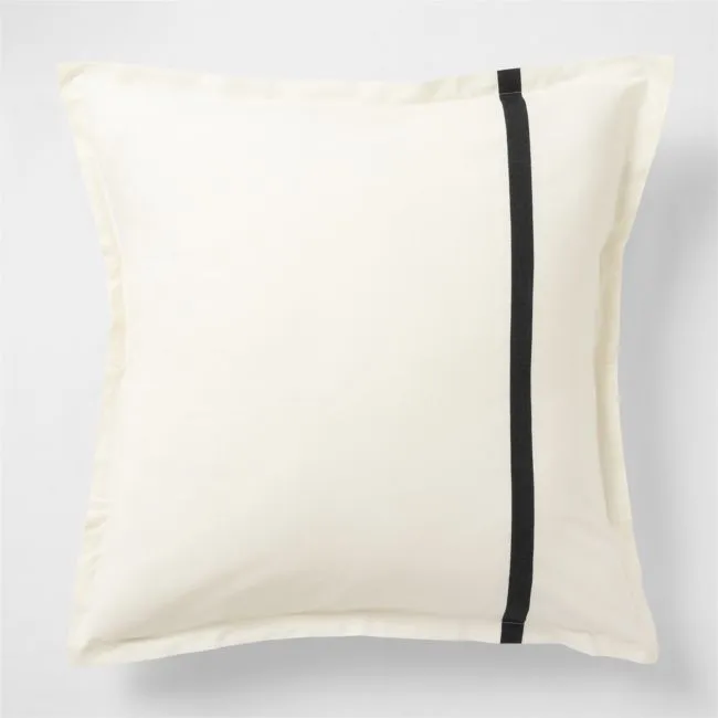 Favorite Organic Cotton Percale Tuxedo Stripe Ink Black Euro Bed Pillow Sham