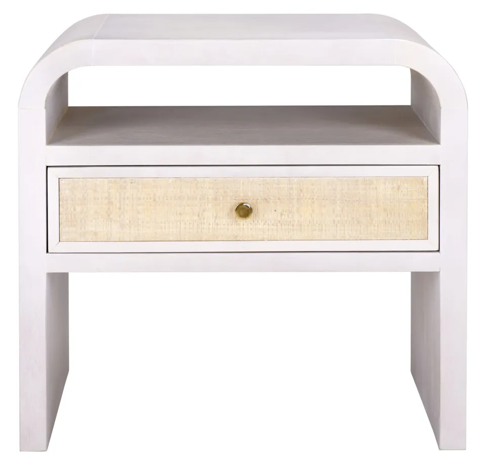 Prisha 1 Shelf 1 Drawer Nightstand - White Washed