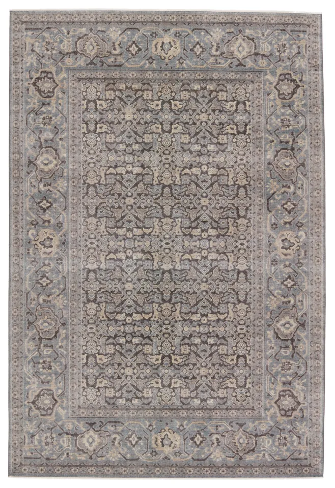 Vincien Oriental Dark Gray/ Blue Area Rug (6'5"X9'9")