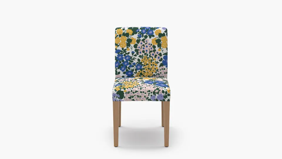 Signature Dining Chair, Lavender Million Flowers, Natural Square Tapered Leg