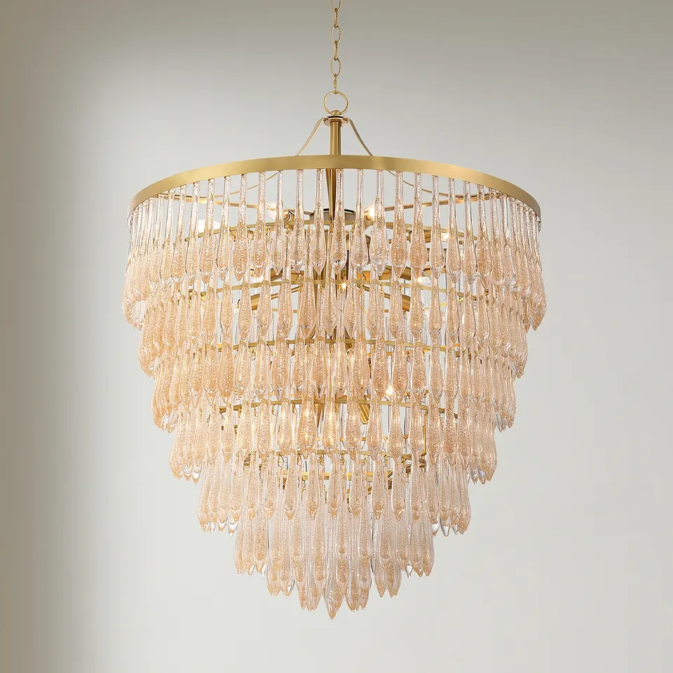 Possini Euro Leonardo 31 1/2"W Gold Crystal Tiered 19-Light Chandelier