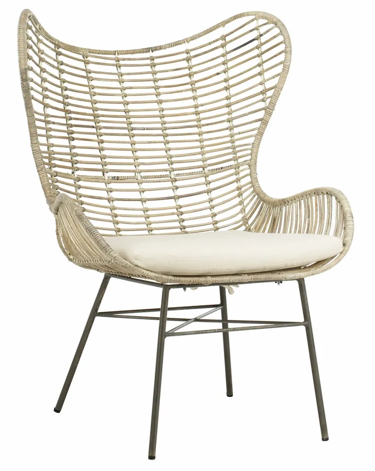 Malia Rattan Wingback Armchair - White Wash