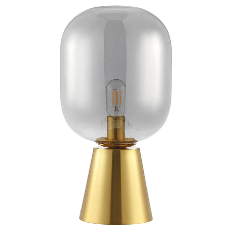 Rain 18 Inch Table Lamp - Smoke Gray/Brass