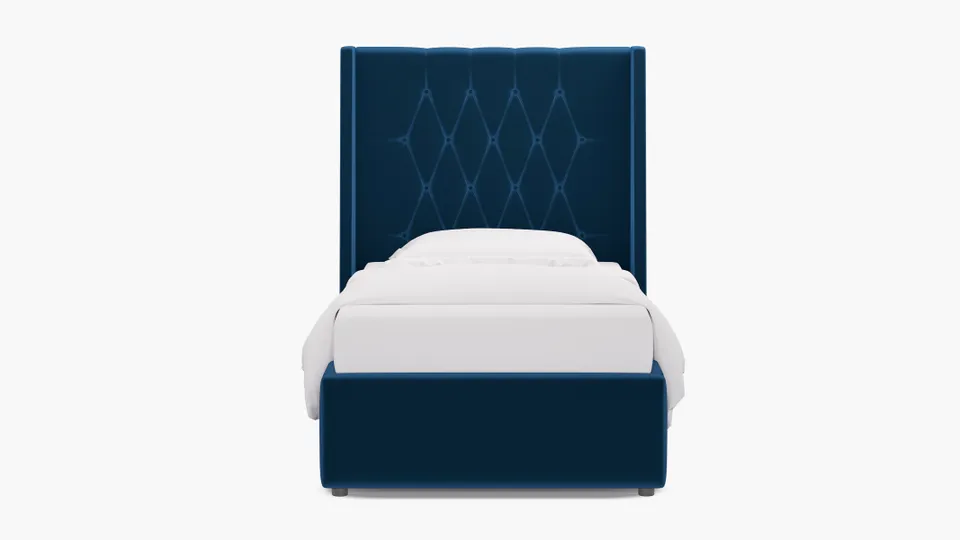 Tufted Wingback Bed, Royal Performance Velvet, Twin