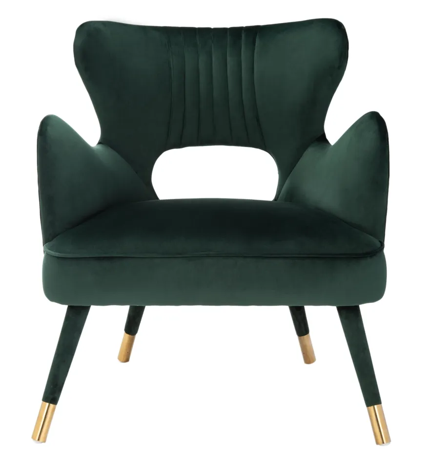 Blair Wingback Accent Chair - Forest Green / Gold