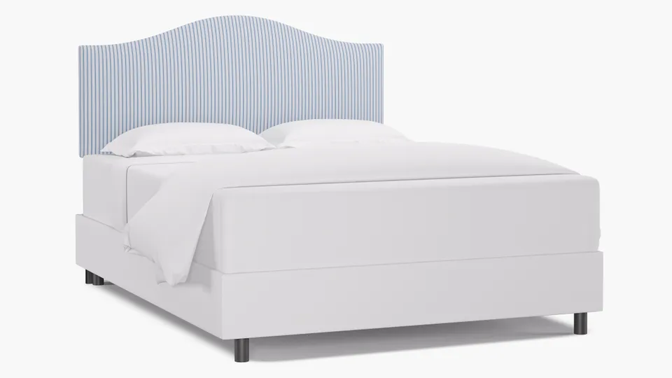 Camelback Headboard, Cornflower Classic Ticking Stripe, Queen