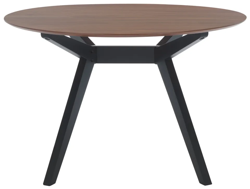 Rhonda Round Wood Dining Table - Walnut / Black