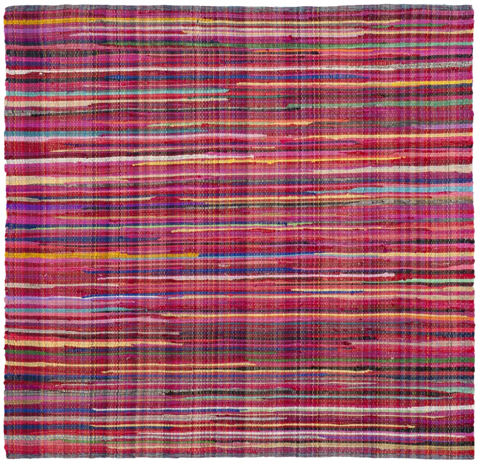 Arlo Home Hand Woven Area Rug, RAR240D, Red/Multi,  6' X 6' Square