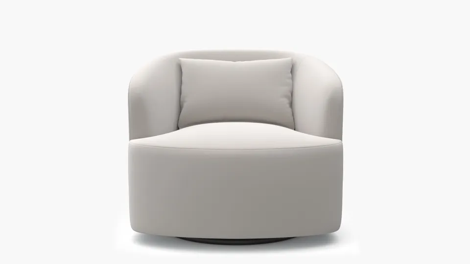 Deco Swivel Chair, White Performance Velvet