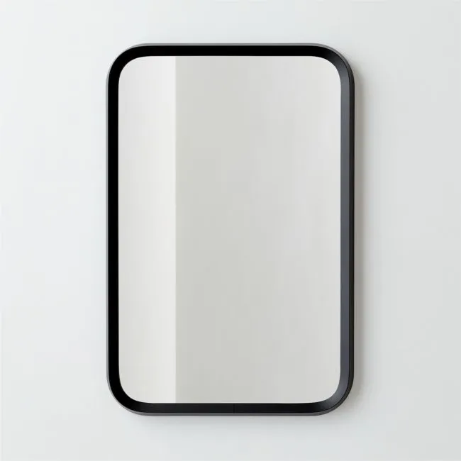 Isari Black Rough Cast Aluminum Rectangular Wall Mirror 24"x36"
