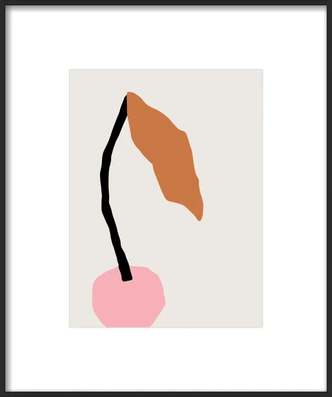 Pink fruit with leaf by Jessica Nielsen for Artfully Walls