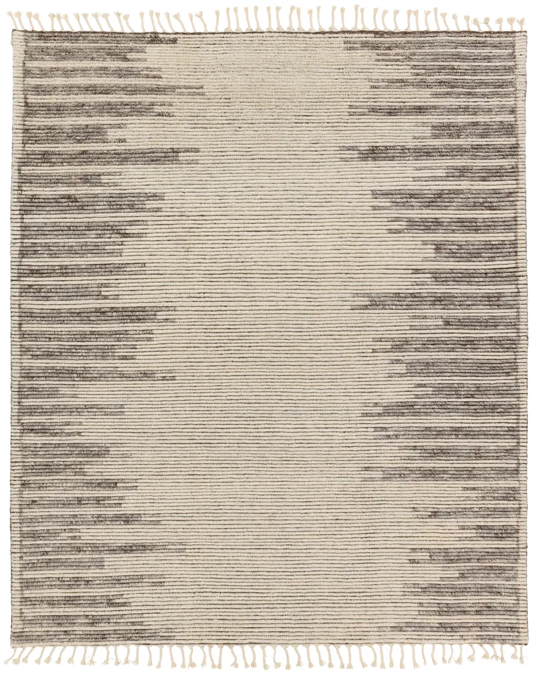 Patra Hand-Knotted Solid Cream/ Taupe Area Rug (5'X8')