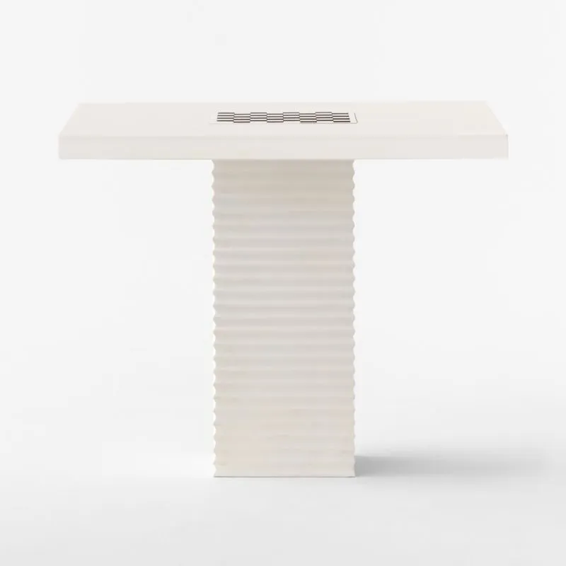 Check White Swirled Resin Game Table