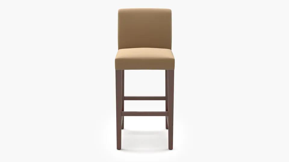 Signature Dining Bar Stool, Camel Performance Plush Velvet, Walnut Square Tapered Leg