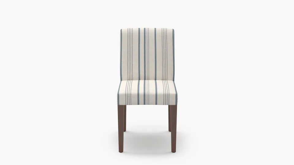 Signature Dining Chair, Blue Market Stripe, Walnut Square Tapered Leg