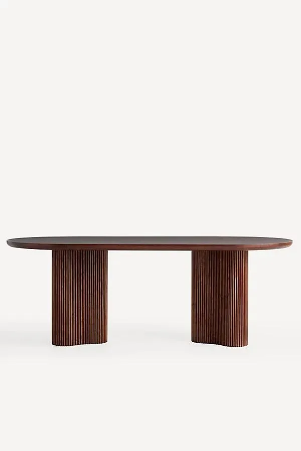 Scout Oval Double Pedestal Burl Wood Dining Table