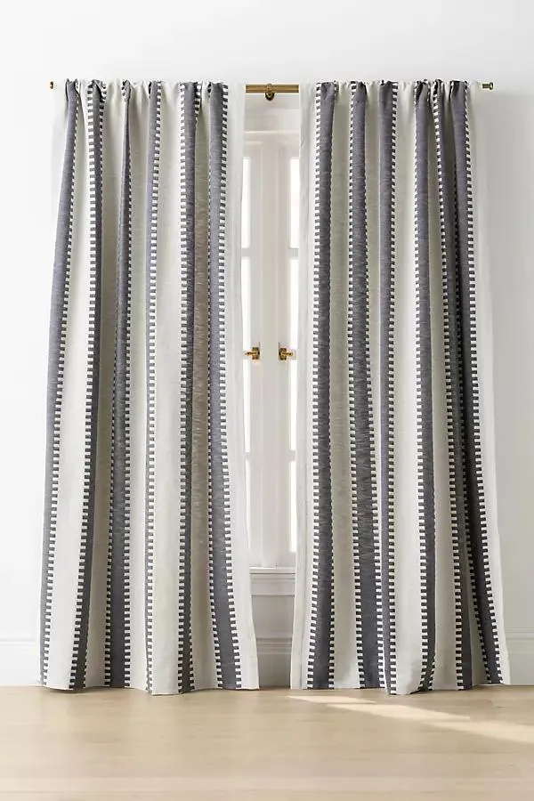 Cotton Jacquard Notched Striped Curtain