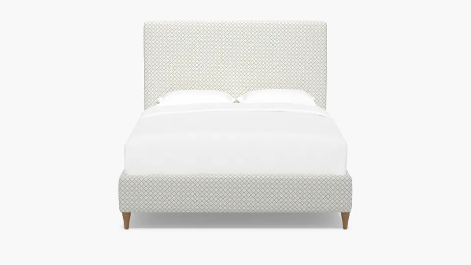 Classic Bed, Jade Petite Lattice, Natural Decorative Tapered Leg, Twin