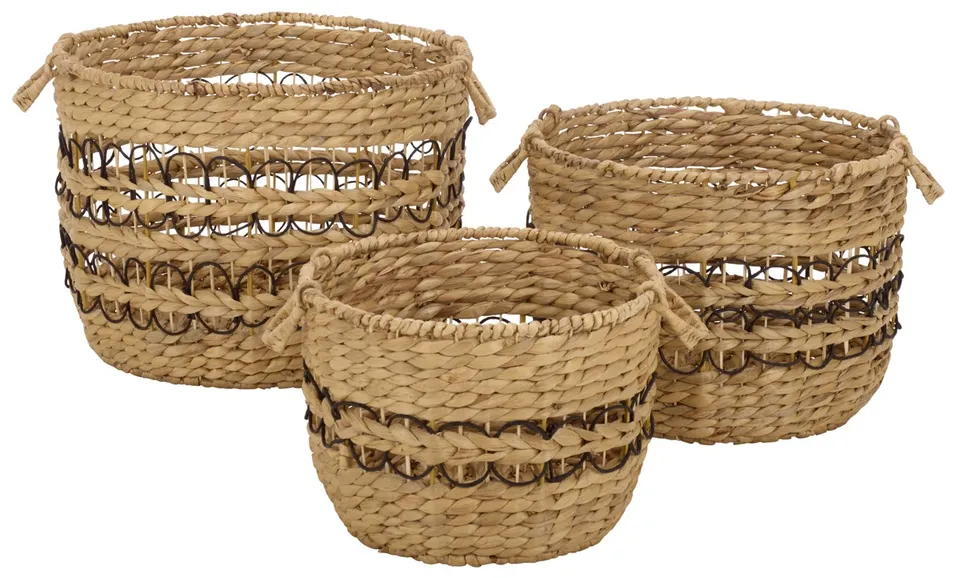 Pitof Basket, Set of 3 - Natural / Black