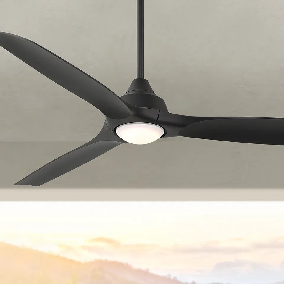 54" Casa Vieja Hermosa Wind Matte Black LED Damp Ceiling Fan