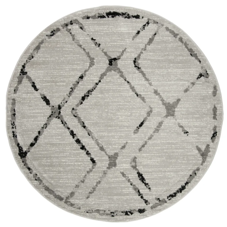 Arlo Home Woven Area Rug, SKY197H, Ivory/Grey,  6' 7" X 6' 7" Round