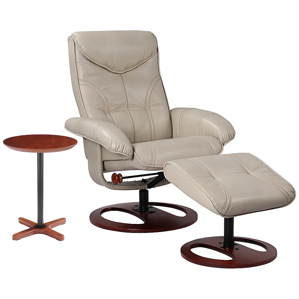 Newport Taupe and Natural Wood 2-Piece Recliner and Table Set