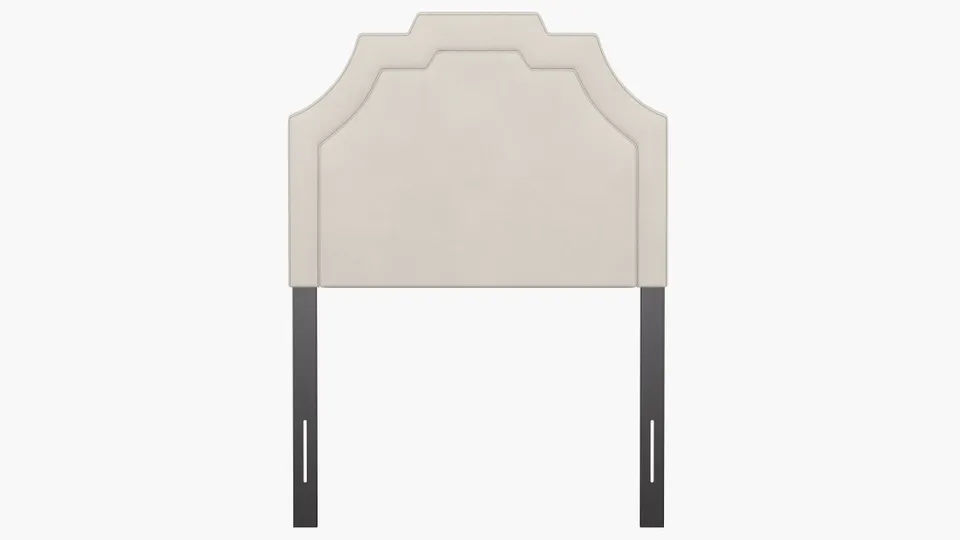 Art Deco Headboard, White Classic Velvet, Twin
