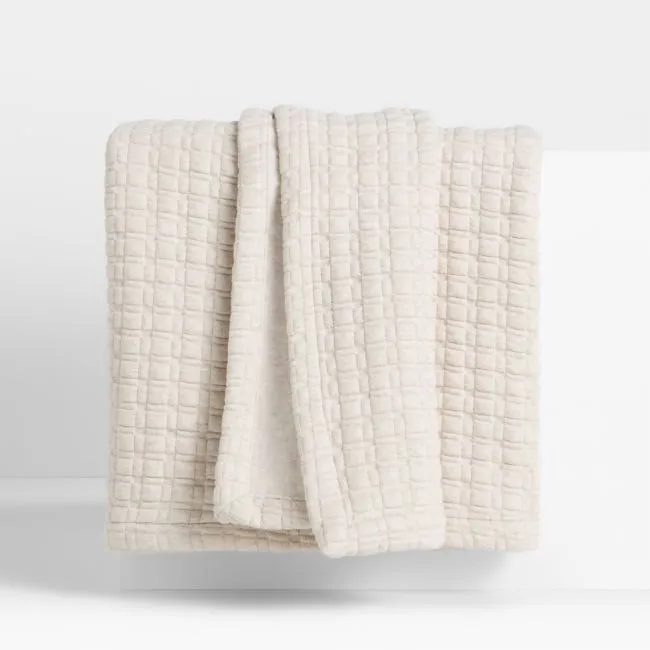 Cozysoft Quilted Jersey Grid Full/Queen Light Beige Bed Blanket 90"X90"