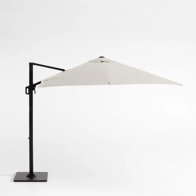 9' Square Sunbrella® Cast Silver Cantilever Outdoor Patio Umbrella with Black Metal Frame
