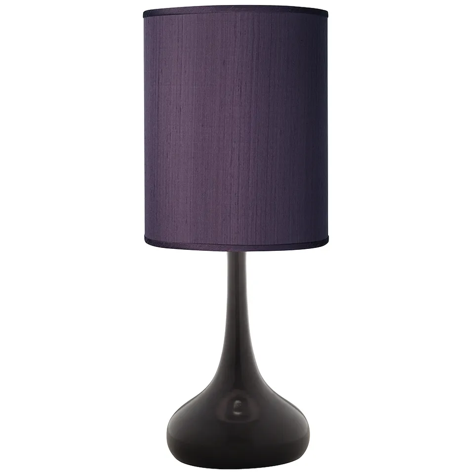 Possini Euro Droplet 23 1/2" Eggplant Purple Faux Silk and Black Lamp