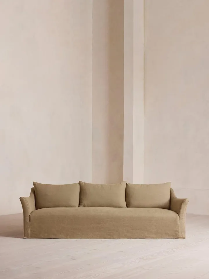 Roma Four Seater Sofa, Linen, Wheat, US