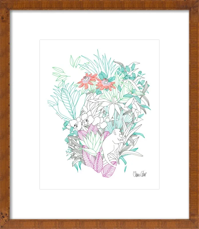 Passionflowers, orchids and the squirrel monkey  by Claire Colin for Artfully Walls