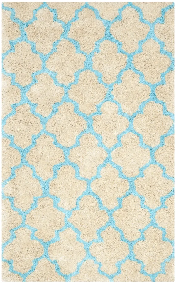 Arlo Home Hand Tufted Area Rug, BSG319K, Cream/Blue,  5' X 8'