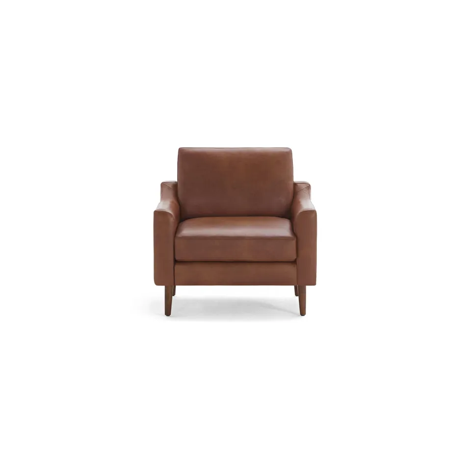 Nomad Leather Club Chair - Chestnut - Top Grain Leather / Walnut - Wood / Slope