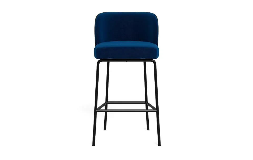 Graham Metal Framed Upholstered Bar Stool with Contrast Piping