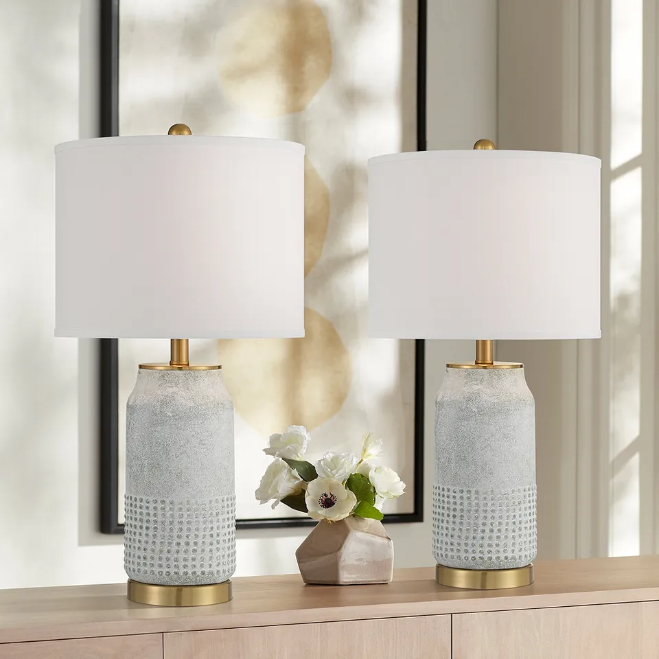 Holly 24 3/4" Gold and Gray-Green Ceramic Modern Lamps Set of 2