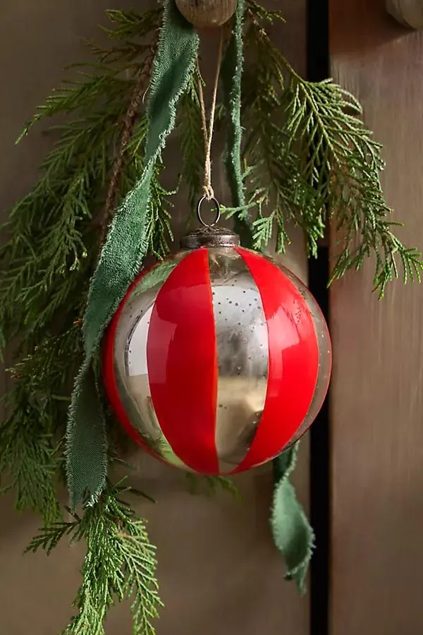 Mirrored Stripe Glass Globe Ornament