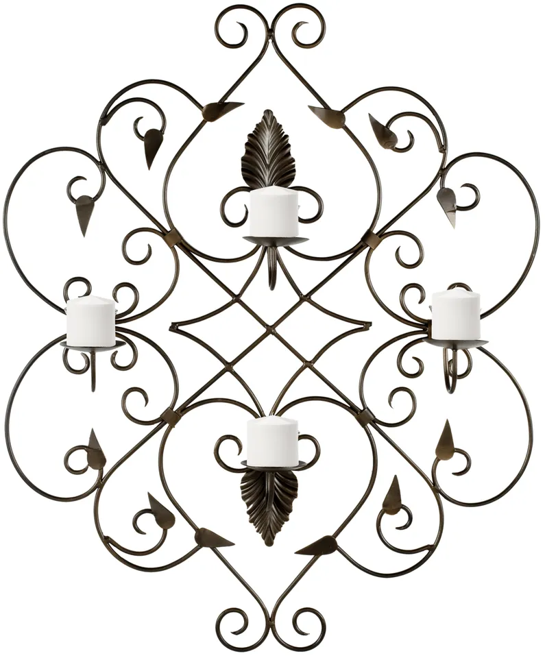 4 Votive Candle Wall Decor - Rust