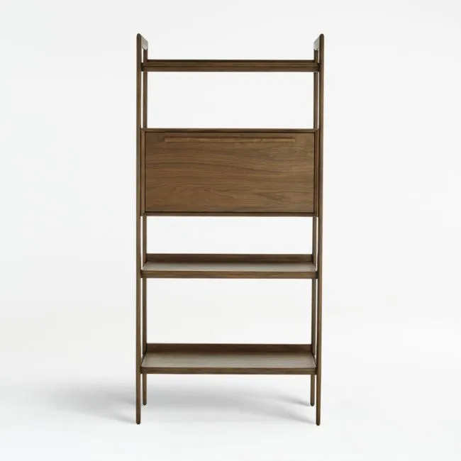Tate 36" Walnut Bookcase Bar Cabinet