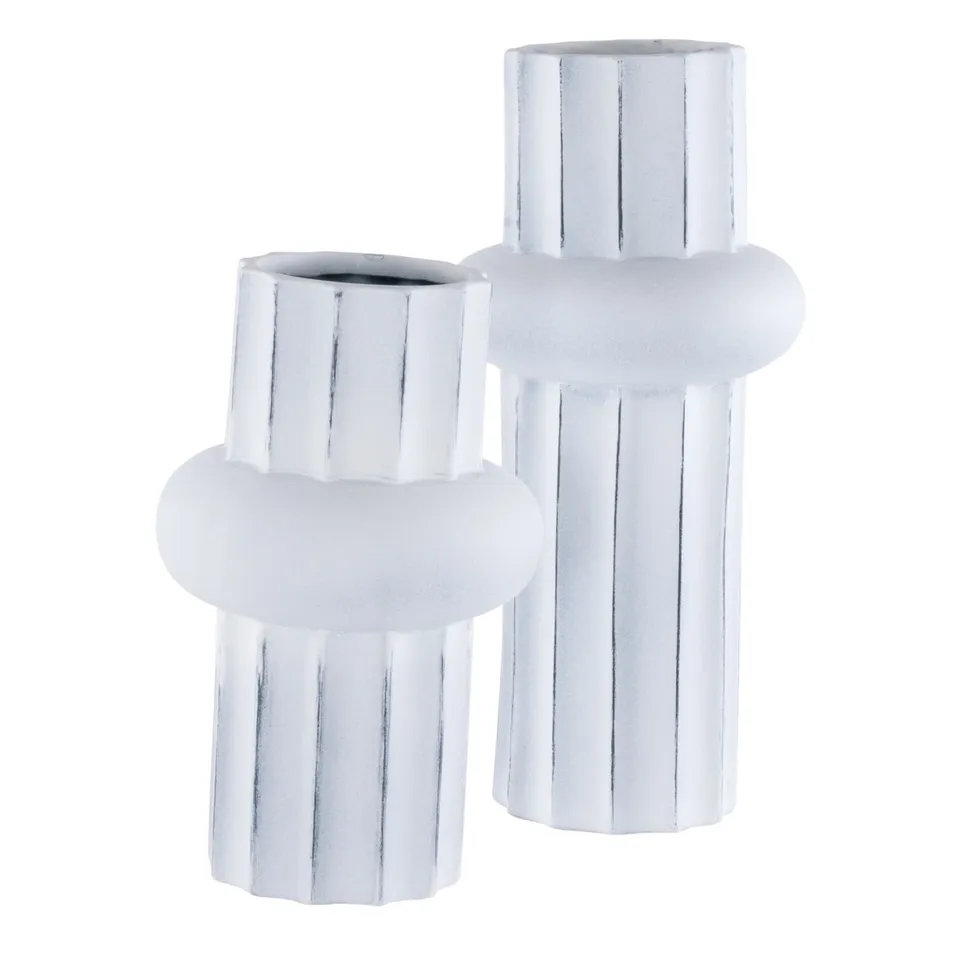 Croix Ceramic Vase, Set of 2 - Antique White