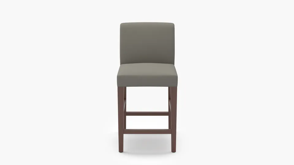 Signature Dining Counter Stool, Putty Everyday Linen, Walnut Square Tapered Leg
