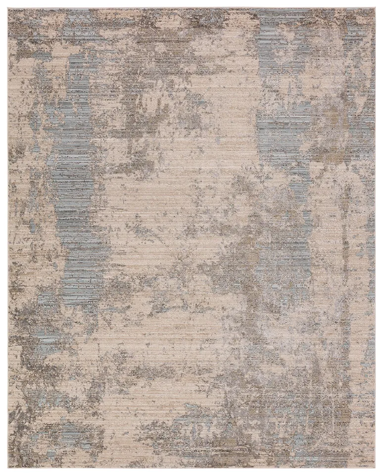 Keya ZEI04 Abstract Tan and Blue Area Rug (9'6"x13'6")