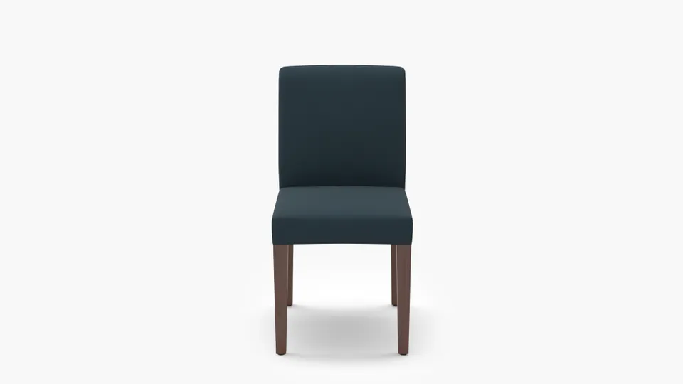 Signature Dining Chair, Navy Everyday Linen, Walnut Square Tapered Leg