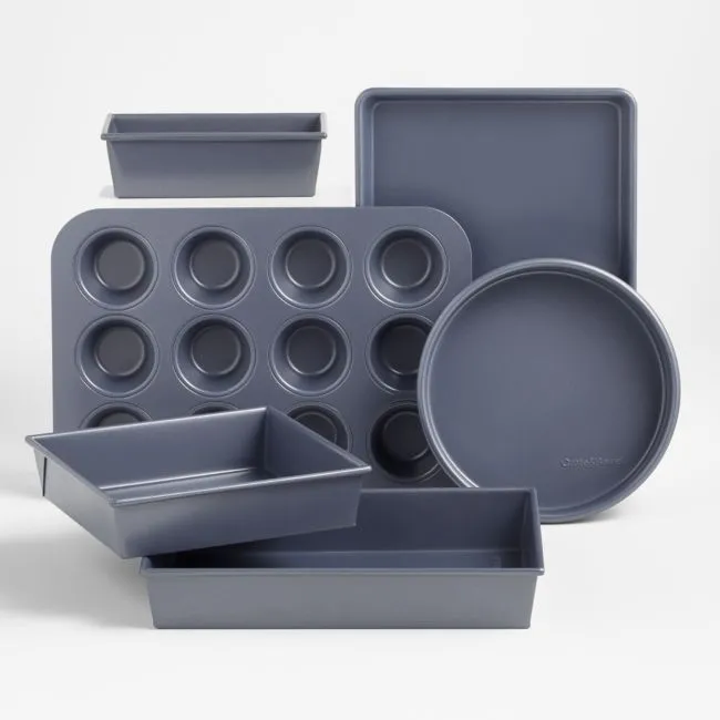 Crate & Barrel Slate Blue 6-Piece Silicone Nonstick Bakeware Set