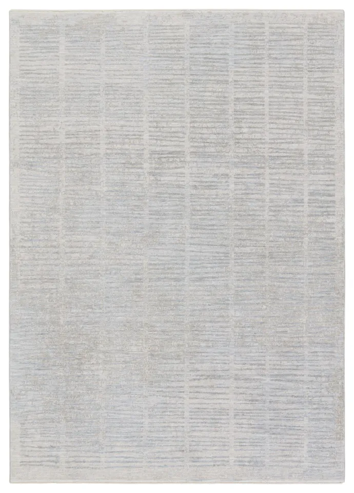 Dounia Striped Light Gray/ Blue Runner Rug (3'X10')