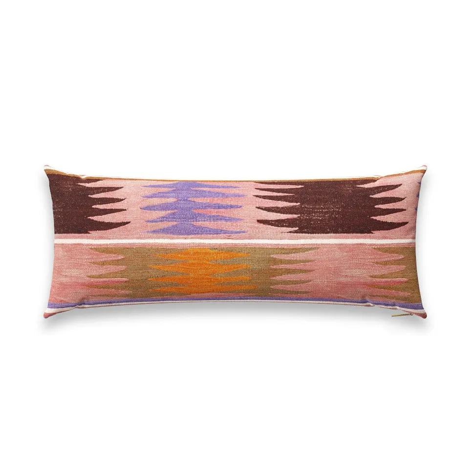 Shell Feathers Kilim Pillow by St. Frank | 40" W x 15" H | Cotton