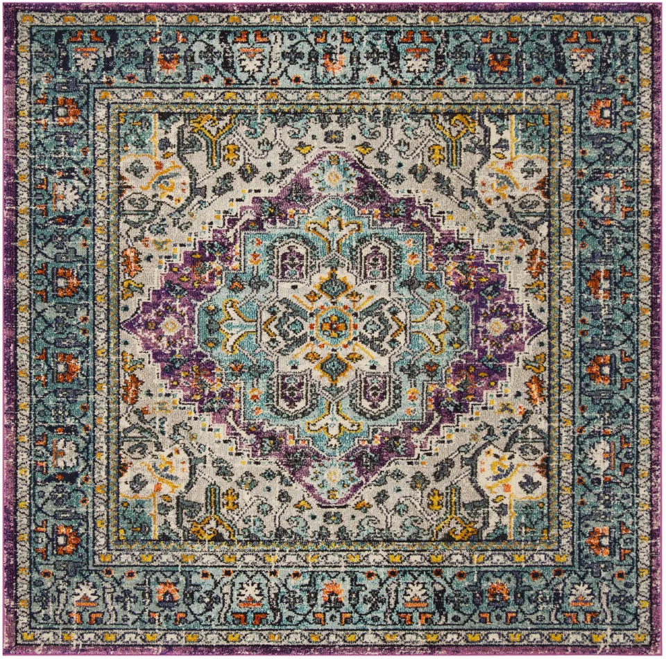 Arlo Home Woven Area Rug, MNC251L, Violet/Light Blue,  6' 7" X 6' 7" Square