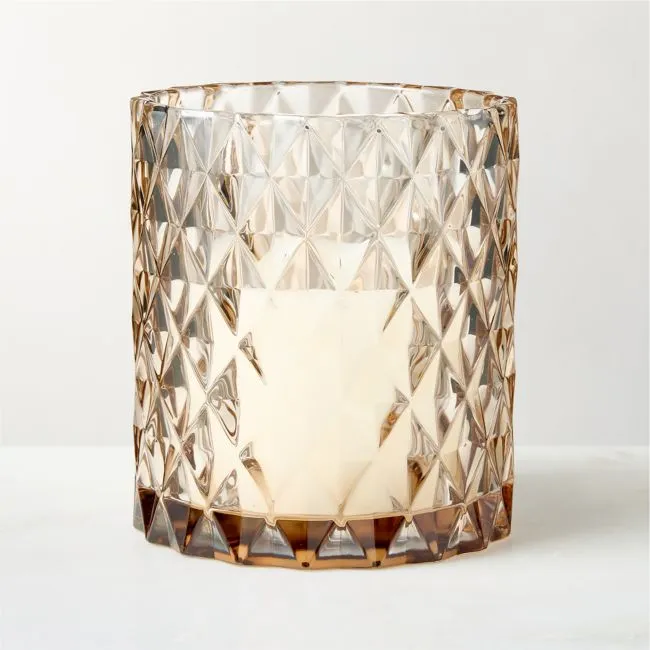 Betty Amber Glass Hurricane Candle Holder Large